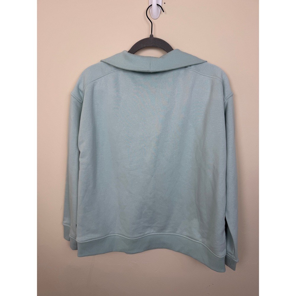 NWT Quarter Zip Pullover Women's M Turquoise Cotton Sweatshirt